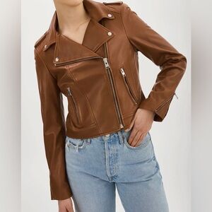Express Vegan Leather Cropped Moto Brown Jacket Medium $110